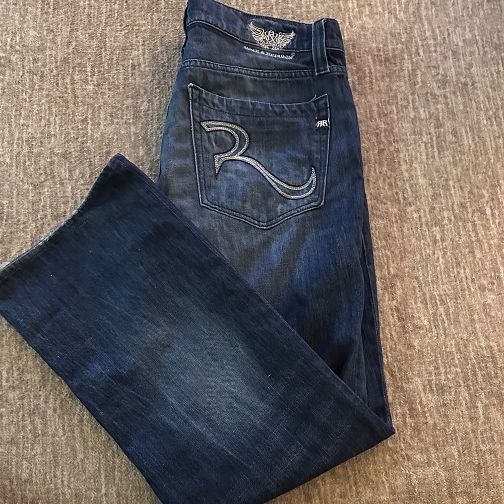 Rock & Republic Men's Bootcut Jeans - Dark Blue